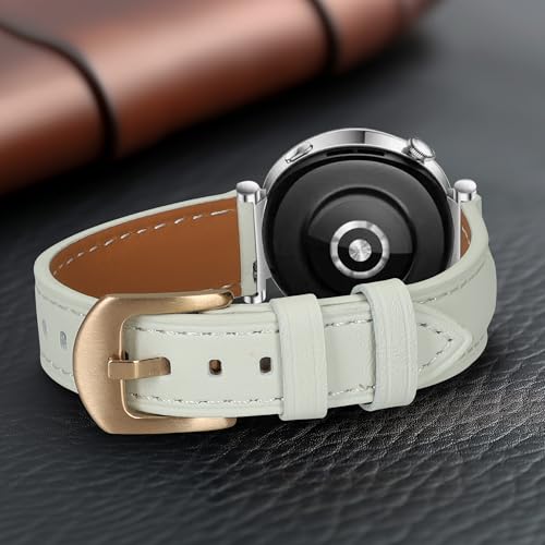 kwmobile leren horlogebandje compatibel met Huawei Watch GT5 41mm / GT5 Pro 42mm / Watch GT4 41mm polsband - Bandje voor activity tracker in wit/bruin