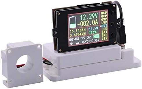 WINGONEER Wireless Digital DC Voltmeter Ammeter Multimeter, 2.4" LCD Voltage Ampere Power Watt Coulomb Capacity Time Meter Temperature Tester Detector with Hall Sensor & Temp Sensor - 80V 100A
