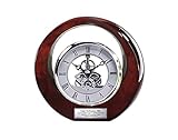 Executive Engraved Silver Gear Da Vinci Marquee Dark Cherry Personalized Desk Clock Employee Recognition Service Award Wedding Anniversary Desk Clock Retirement Coworker Boss Colleague 8x8