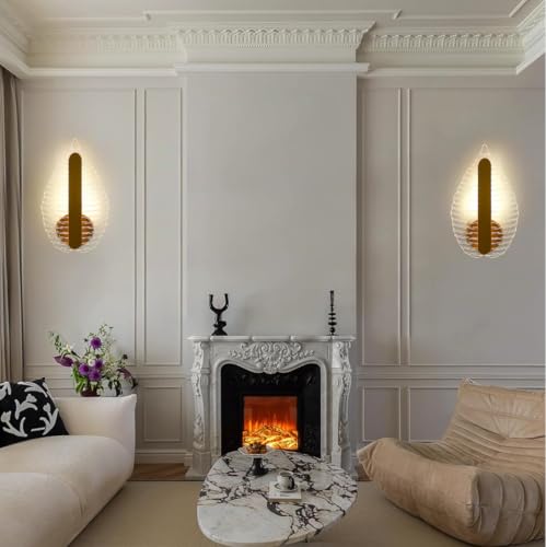 Image of Groeien 15watt Leaf Vein Glow Modern LED Wall Lamp | Golden Decorative Wall Light for Living Room, Bedroom & Hall | Artistic Leaf Design Wall Fixture for Home Decor- Warm White(VeinLeaf Glow, 1)