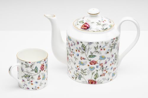 Image of GOLDEN QUEEN'S Handcrafted Tea Cups & Kettle - Set of 6 Cups & 1 Kettle | Ideal for Everyday Tea and Coffee, Hosting Friends & Family - Pink Shrub
