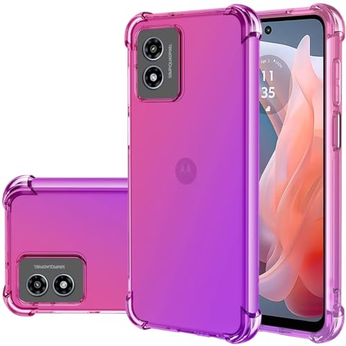 Gufuwo Case for Moto G Play 2024 4G Case, Moto G Play Gen 3 Cute Case Women, Gradient Slim Anti Scratch Soft TPU Phone Cover Shockproof Protective Case for Motorola Moto G Play 2024 4G Pink/Purple