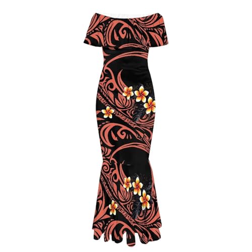 Image of Polynesian for Women S-7XL Off Shoulder Maxi Dress Hawaiian Summer Dresses