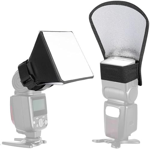 XPOOP 2 Stück Blitz Diffusor Silber Weiß Reflektor, Softbox Diffusor Reflektor Reflektoren, Universal Tragbar Blitzlicht Diffuser Blitz Diffusor...