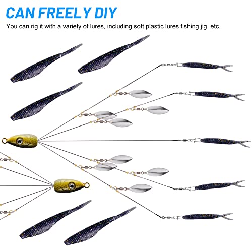 XhuangTech Alabama Rig Umbrella Rigs for Trolling,A Rig Bass Lures Bait Kit with Split Tail Swimbaits Lures,5 Arms Alabama Rig Fishing Lure - Image 4