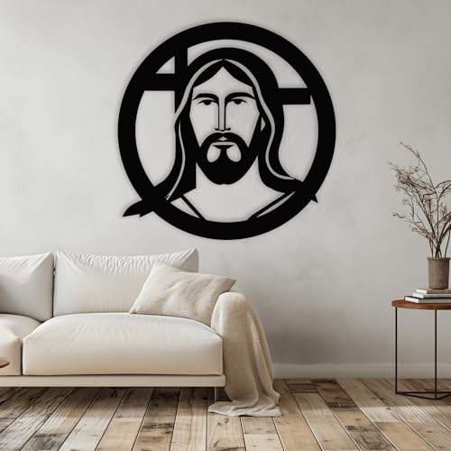 Décoration murale métal Jésus minimaliste moderne noir grand format - 7