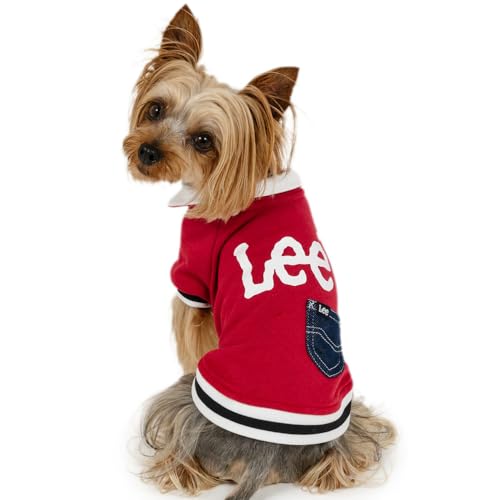 ペットパラダイス 犬 服 秋 ジップアップ トレーナー Lee ブランド カジュアル レッド 小型犬 【参考 SS トイプードル パピヨン (〜5kg) ペットパラダイス国内直営店72店舗展開2025/10/1時点】