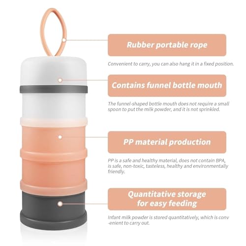 Image of MINI Baby BPA Free Multi-Layer Stackable Food Storage Box Custom Logo Manual Dispenser for Travel Leakproof Portable Milk Powder Container (Orange) (Orange)