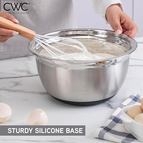COOK WITH COLOR Stainless Steel Mixing Bowls Set with Lids - Nesting Bowls with Non-Slip Bottom, Silver, 14 Pieces by COOK WITH COLOR - Image 6