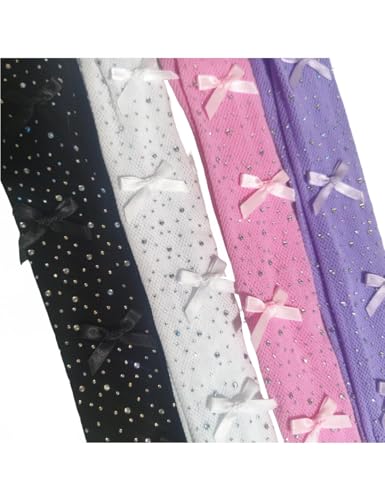 KORADI Girls Tights Kids Fishnet Tights Colorful Sparkle Rhinestone Mesh Pantyhose with Bowknot 3-14 Years4