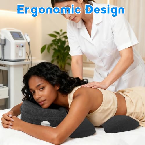EBANKU Brustkissen für Massage, Massagekissen für Bauchlage beim Schlafen, waschbares weiches Kopfkissen und Brustkissen für SPA zu Hause (dunkelgrau)