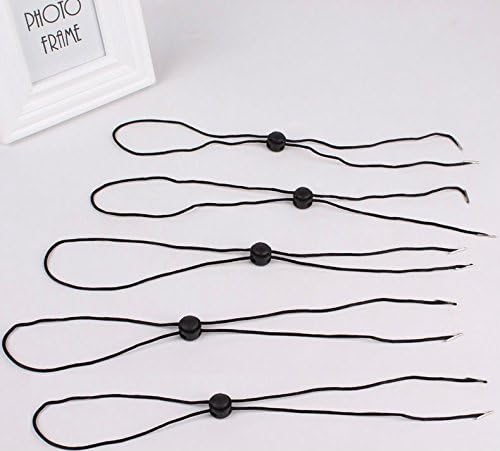 AKOAK Set of 5 Hat Flexible Removable Chin Cord Windproof Strap Clip Adjustable Cord Fastener for Golfing, Fishing, Boating, Sailing, and Other Sports（Black）