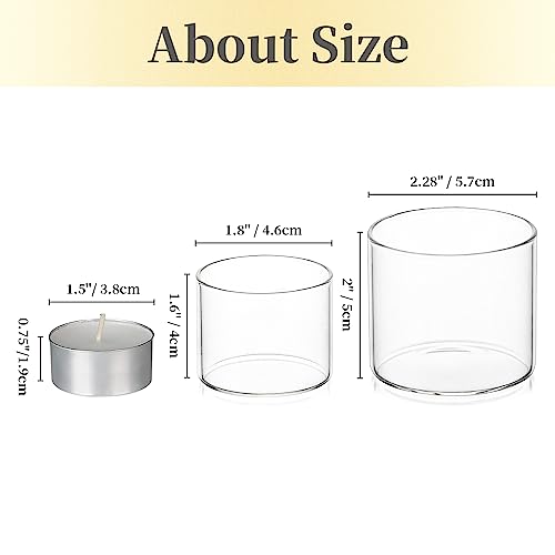 Hewory Tea Lights Candle Holder: 24 Pcs Glass Votive Candle Holders Clear Tealight Candle Holder Bulk for Wedding Centerpiece Table Decorations, Small Floating Candles Holder for Party Home Decor - Image 5