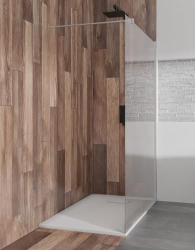 Glaswand Duschwand Duschkabine Walk-in Dusche KETIL Weiß 110x195 cm – Duschabtrennung aus 8 mm gehärtetem Nano-Glas, Transparente Walk-in Duschtrennwand für modernes Badezimmer