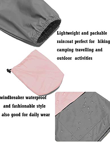 Avoogue Raincoat for Women Lightweight Waterproof Travel Rain Jackets Packable Outdoor Hooded Windbreaker Rain Poncho(Light Pink M) - Thumbnail 5