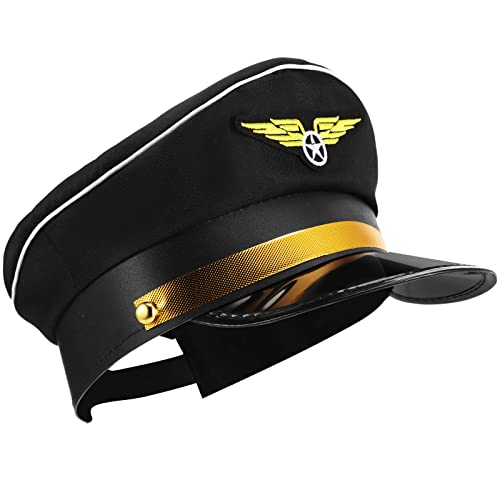 Pilot Hat Captain Kid Hat Pilot Costume Hat Airplane Costume Man Hat Adjustable Pilot Uniform Hat Pilot Women Cap Costume Accessory for Halloween