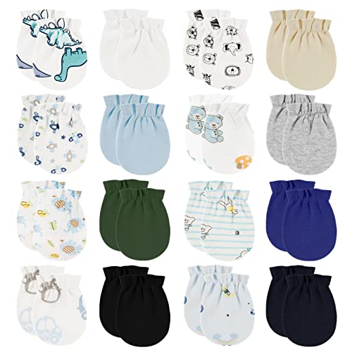 Image of ONESING 16 Pairs Baby Mittens Newborn Mittens No Scratch 0-6 Months Warm Mittens for Newborn Baby Boys Girls