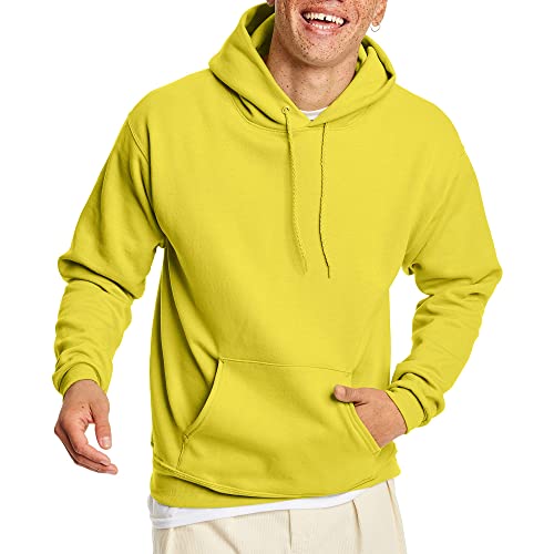 Image of Hanes Men's, EcoSmart, Cotton-Blend Hooded Sweatshirt, Plush Fleece Pullover Hoodie