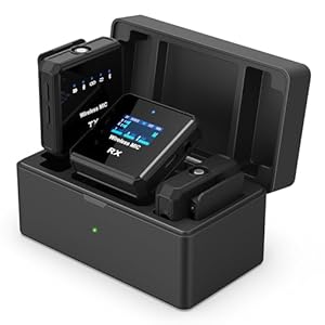 Wireless Lavalier Microphone with Noise Cancellation, 656 ft Range, 24-Hour Battery, Dual Channel, Compact Lapel Microphone Wireless for DSLR Cameras, iPhone, Android, Streaming, Recording, Vlog