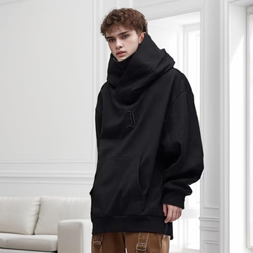 Hoodies for Men with Designs Teens Y2K Hip Hop Streetwear Pullover Casual Long Sleeve Turtleneck Hooded Sweatshirt3