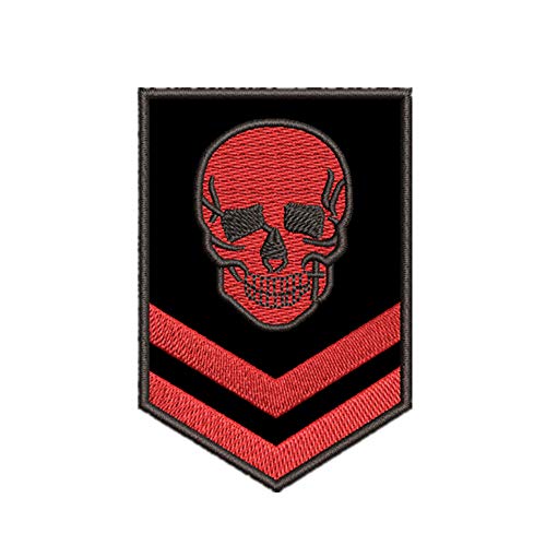 PPXP Army Uniform Chevron Rank 2 PC Army Sergeant Stripe Military Embroidery Motif Officer Transfer Arm Shoulder Embroidery Applique Patch Army Embroidery Patch Iron on (R-Skull)