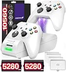 Fosmon Double recharge rapide 2 MAX Chargeur de contrôleur avec 2X 5280mWh Pack batterie rechargeable pour Xbox Series X/S/One/Elite Dock Station - Compatible avec Xbox Series X, Series S, un, et Elite. Station de recharge d'énergie multi-rapide Bureau Stan