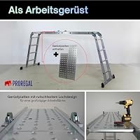 PROREGAL Sprossen-Mehrzweckleiter MULTISTEP, Gerüstplattform 4-teilig Aluminium 4x4 Sprossen 4,6 m Höhe Traglast 150k g Arbeitsgerüst Stehleiter Anlegeleiter – Ansicht 6