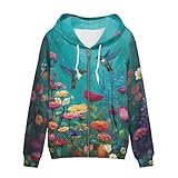 Photo Gallery hugs idea felpe con cappuccio da donna a maniche lunghe con cappuccio con tasche felpe con cerniera, colibrì floreale, s Photo Gallery hugs idea felpe con cappuccio da donna a maniche lunghe con cappuccio con tasche felpe con cerniera, colibrì floreale, s