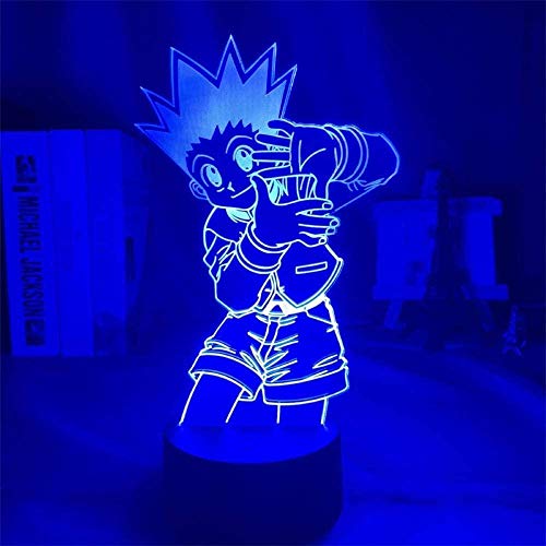 GEZHF Lampe Illusion 3D pour Garçons et Filles Hunter X Hunter Figurine Hisoka Killua Zoldyck Ensemble de Jouets Modèle Brinquedos Lampe Cadeau de Noël Veilleuse pour Enfants 7 Couleurs Tactile