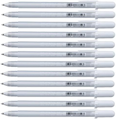 Sakura Gelly roll pens White, Classic 08 Gel ink, water based, box of 12 pens