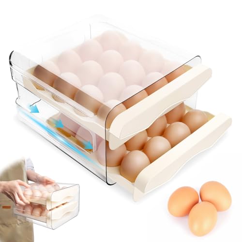 Opiniones de Congeladores y frigoríficos Top 10. 47 FAMILUCKY Contenedor de Huevos, Huevera de Dos Niveles para 32 Piezas con Cajones de Almacenamiento,Transparente y Visible, Huevera de Plástico para Cocina,...