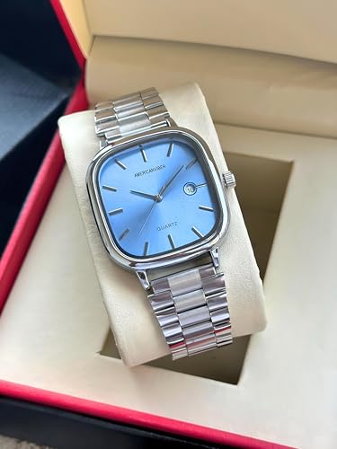 AMERICANVIBER Men's Silver Watch with Stainless Steel Band Sky - Image 3