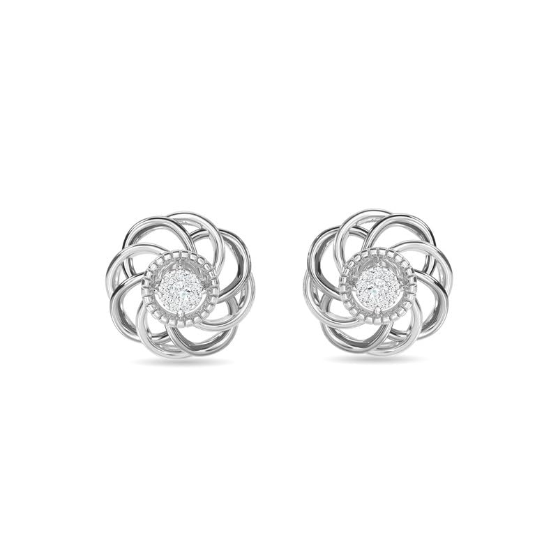 Image of KISNA JEWELS 14KT|18KT BIS Hallmark Pure Gold and Diamond Stud Earrings For Women with Screw Back clouser