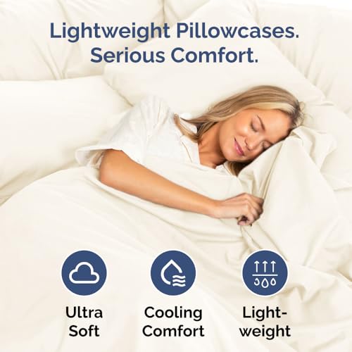 Standard Pillow Cases Set of 6 - Ultra Soft Hotel Quality Pillowcase Covers - Comfy, Cozy & Wrinkle Free - Shrink, Stain & Fade Resistant - Machine Washable Pillow Protectors - 6 Piece Set - Off White by CGK Unlimited - Image 2