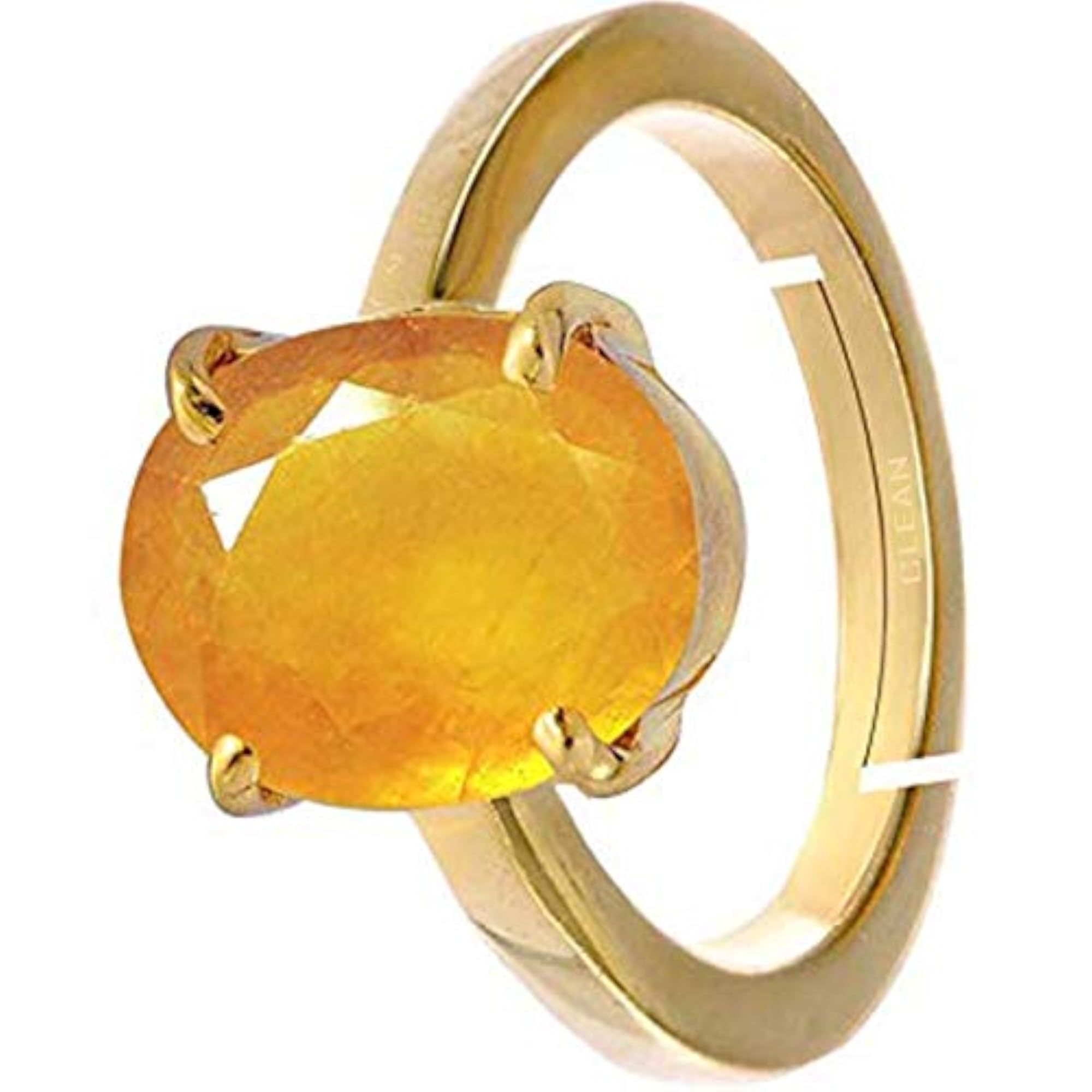 Natural Certified Yellow Sapphire Adjustable Ring, 22K Gold Plated