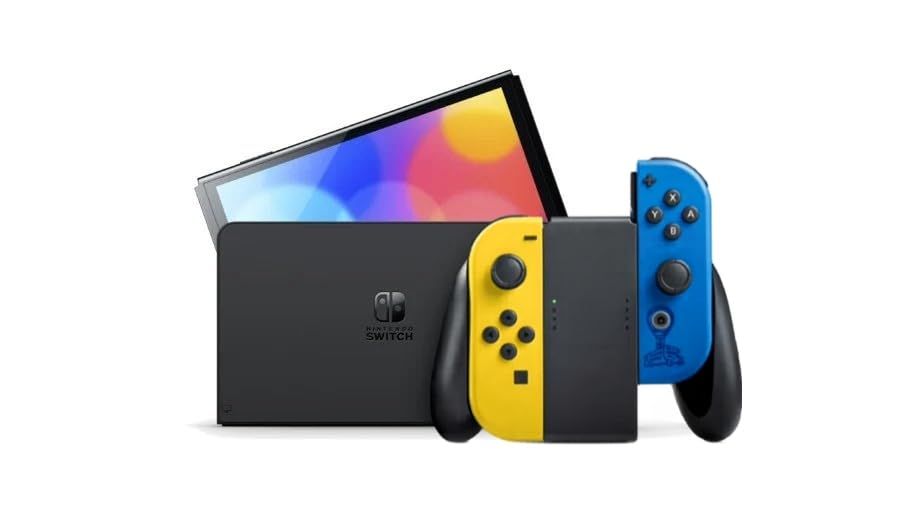 Nintendo Switch Black Console Regular Edition With Fortnite Joy Cons (Renewed)