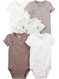 Simple Joys by Carter's Neutral 5-pack Side Snap Short-sleeve Bodysuit, Brown Panda, 3-6M