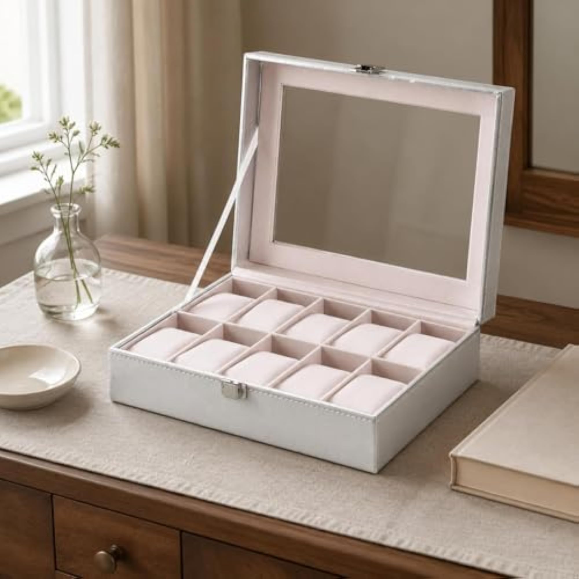 Padded Hard Shell Watch Box with Gold Finish