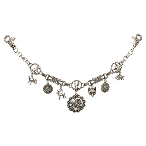 Alpenflüstern Trachten-Charivari Anton - Hochwertiger Herren-Trachtenschmuck mit Trophäen-Anhängern für die Lederhose, (antik-silber-farben) HCH016