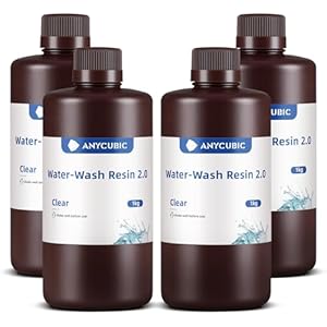 Anycubic Résine Lavable à l'Eau 2.0 pour Imprimante 3D LCD, Résine à Photopolymérisation UV 405 nm, Haute Précision et Faible Odeur, Grande Résilience et Couleurs Durables, Clair 4KG