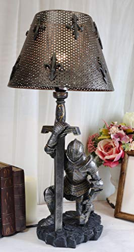 Ebros Gift The Accolade Medieval Kneeling Knight Of Chivalry Suit Of Armor Knighthood Ceremony Side Table Lamp Statue 22" Tall Renaissance Crusaders Decor Figurine Kings And Knights (2) #TOP6