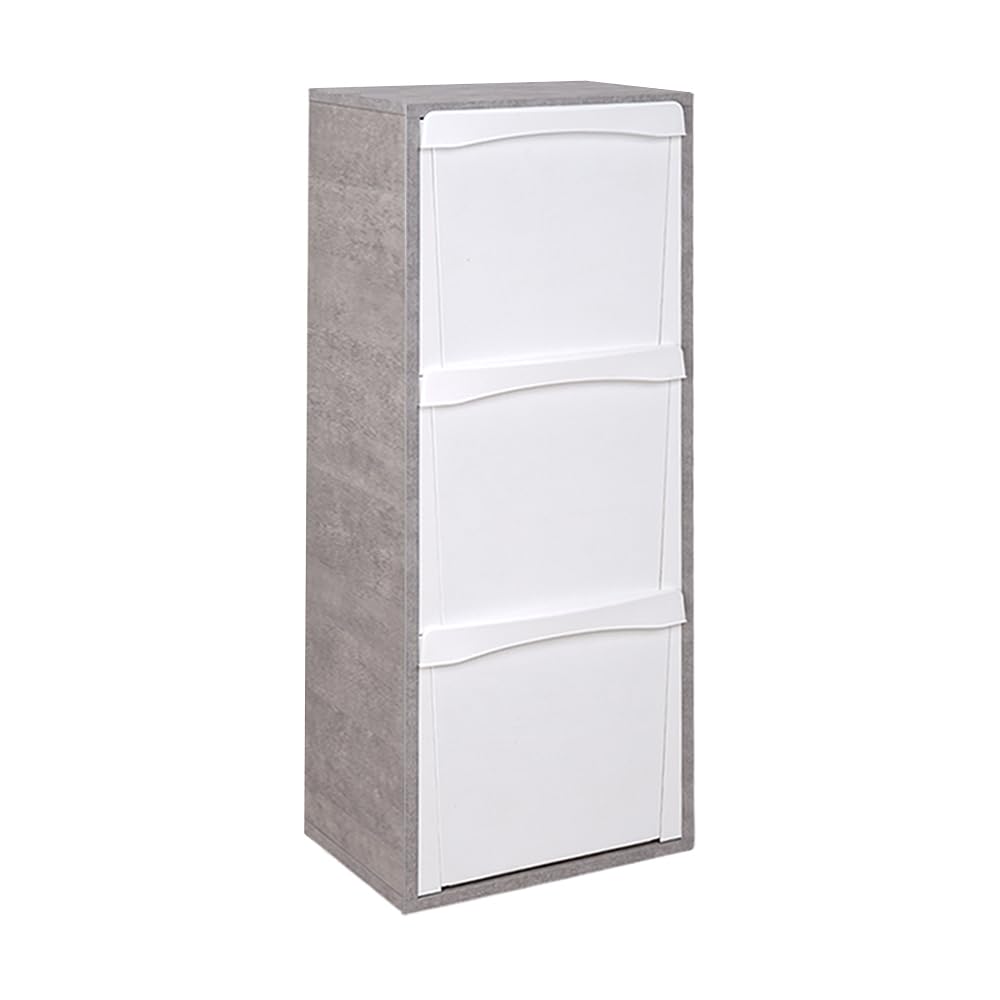 Liberoshopping Mobile in legno per raccolta differenziata 3 vani 25X40 CM H 101 CM (Cemento)