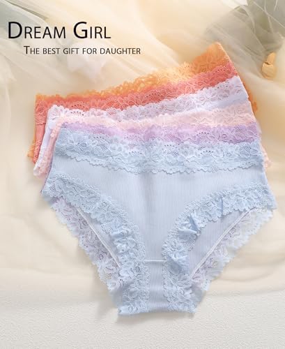 Image of Knowyou Cotton Underwear for Women Cheeky Bikini Womens Underwear Pack Sexy Lace Wasit Hipster Brief Panties for Ladies