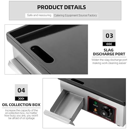 Elektrische Grillplatte, 1700W Kommerzielle Gastro Elektrogrill, Elektro-Tischgrill für Restaurants, Küche, Gewerbe, Haushalt, Silber – Bild 5