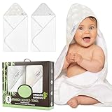 infancie Organic Cotton Hooded Baby Towel - Ultra Soft Bamboo Bath Towel for Infant and Baby, 75x 75 cm Quick-Dry and Hypoallergenic - Breathable and Absorbent Baby Essentials (Grey/Beige)