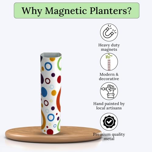 Image of Magnetix Magnetic Planters - Stylish Mini Fridge Planters for Indoor Plants, Creative Space-Saving Green Decor for Home, Kitchen & Office (Chroma Bloom)