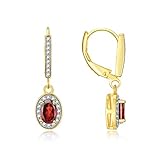 RYLOS Garnet & Diamond Earrings Halo of Diamonds Designer - January Birthstone*