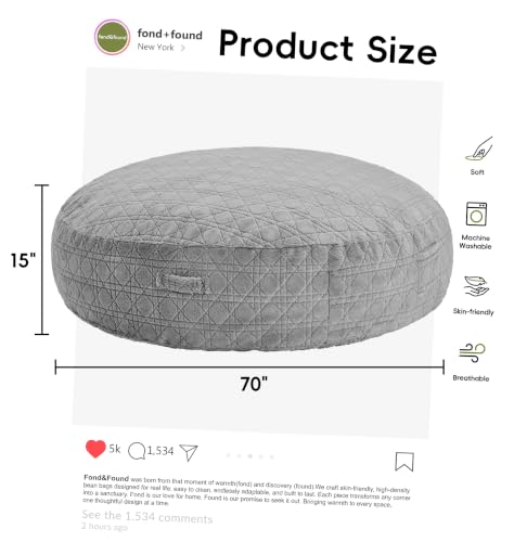 Image of Oversized Bean Bag Chair 6FT Adult Bean Bag with Washable Cover, Grey
