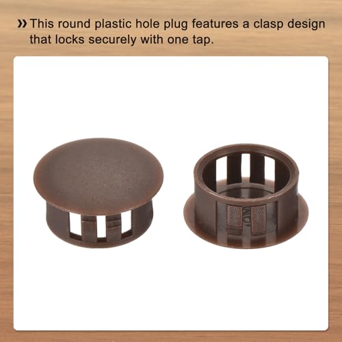 Image of MECCANIXITY 64PCS 19mm(3 /4 inch) Brown Plastic Hole Plugs, Flush Type Panel Hole Plugs Insert End Caps for Locking Hole Tubes Furniture Cabinet