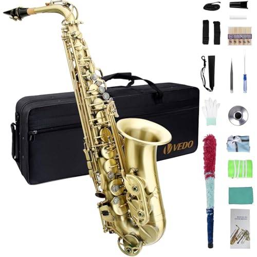 ANVAR VEDO Saxofone，Alto em Mi♭ Profissional - H68 Latão com Acabamento Bronzeado, Palhetas Premium e Chaves Pérola, Ideal para Samba/Chorinho em Escolas de Música Brasileiras instrumentos musicais